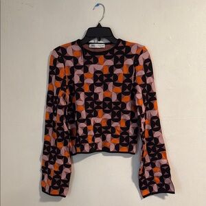 Zara Black, Pink, and Orange Patterned Sweater